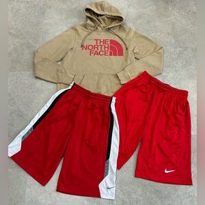 Mens NIKE/NORTH FACE Athletic Shorts & Hoodie Sweatshirt, sz Medium